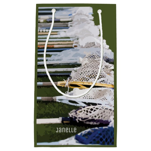 Watercolor Lacrosse Sticks Small Gift Bag (Front)