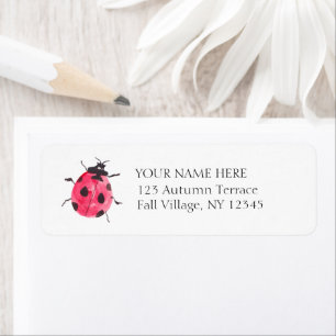 Watercolor Lady Bug Hand-Painted Vintage Address