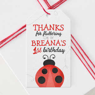 Watercolor Ladybug Birthday Favour Gift Tags