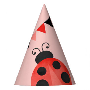 Watercolor Ladybug Birthday Paper Party Hats