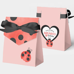 Watercolor Ladybug Birthday Treat Favour Box