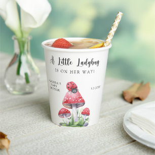 Watercolor ladybug is on her way! baby shower paper cups