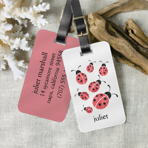Watercolor Ladybug Luggage Tag
