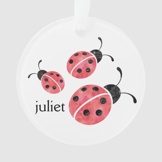 Watercolor Ladybug Personalised Ornament (Front)