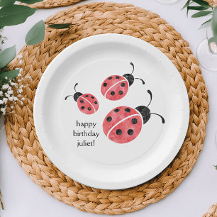 Watercolor Ladybug Personalised Paper Plates