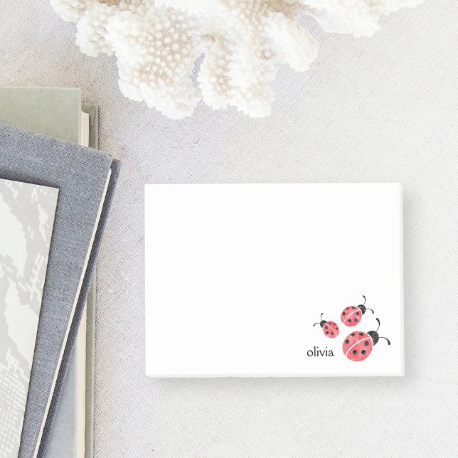 Watercolor Ladybug Personalized Post-It Notes (Creator Uploaded)