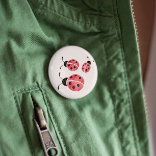 Watercolor Ladybugs Button