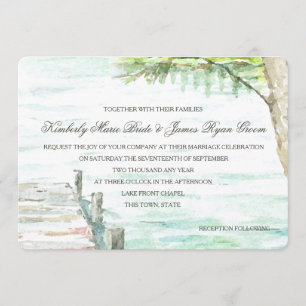 Watercolor Lake and Boat Dock Invitation