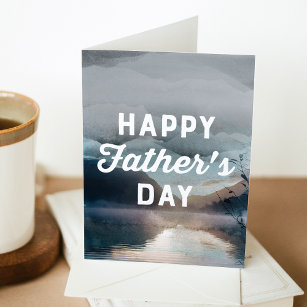Watercolor Lake and Mountain Happy Father's Card