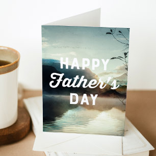 Watercolor Lake and Mountain Happy Father's Day Ca Card