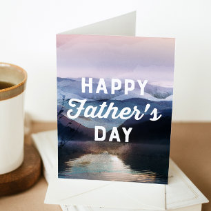 Watercolor Lake and Mountain Happy Father's Day Card