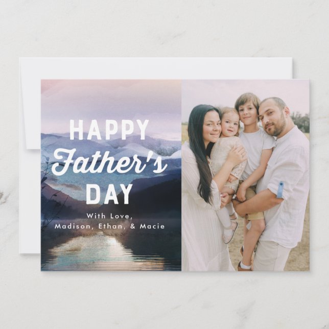 Watercolor Lake and Mountains Father's Day Card (Front)