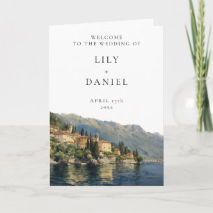 Watercolor Lake Como Elegant Wedding Programme