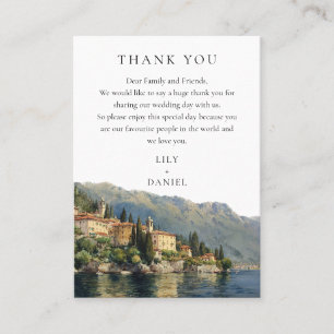 Watercolor Lake Como Italian Wedding Thank You Place Card