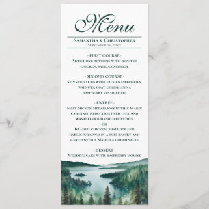 Watercolor Lake Tahoe Elegant Rustic Wedding Menu
