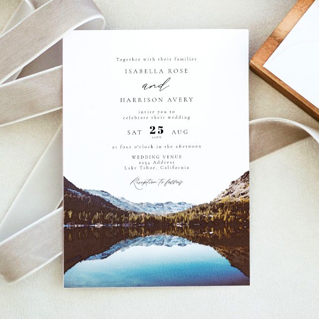 Watercolor Lake Tahoe National Park Wedding Invitation (Creator Uploaded)