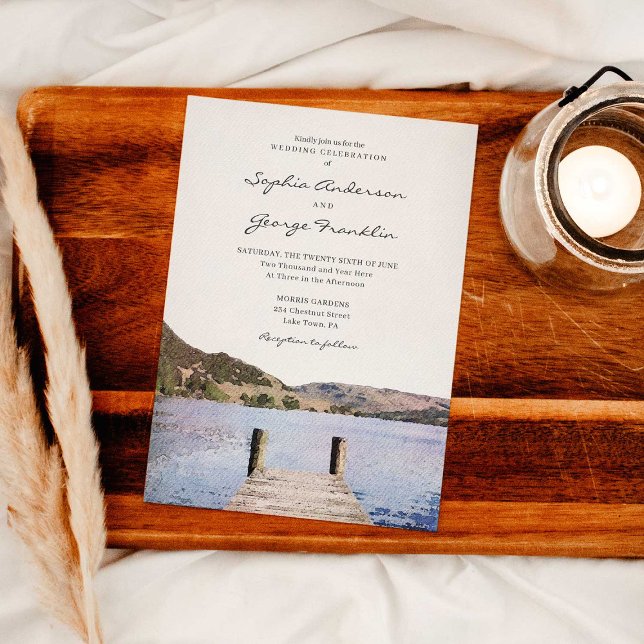 Watercolor Lake Wedding Invitation Card (Creator Uploaded)