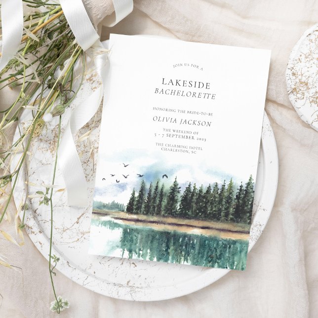 Watercolor Lakeside Bachelorette Weekend Itinerary Invitation (Creator Uploaded)