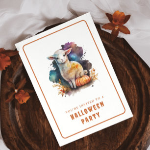 Watercolor Lamb Halloween Invitation Card