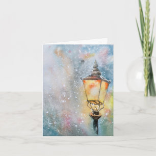 Watercolor Lamp Christmas Card   Cozy Holiday
