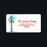 Watercolor Lamp Post Christmas Big Return Address Label<br><div class="desc">These festive return address labels will add some joy to your Christmas or holiday mailings. Features a watercolor lamp post decorated with wreaths and garlands. Your name is printed in fancy red script lettering, with the address in block letters below. These are oversized labels, perfect for using as a combination...</div>