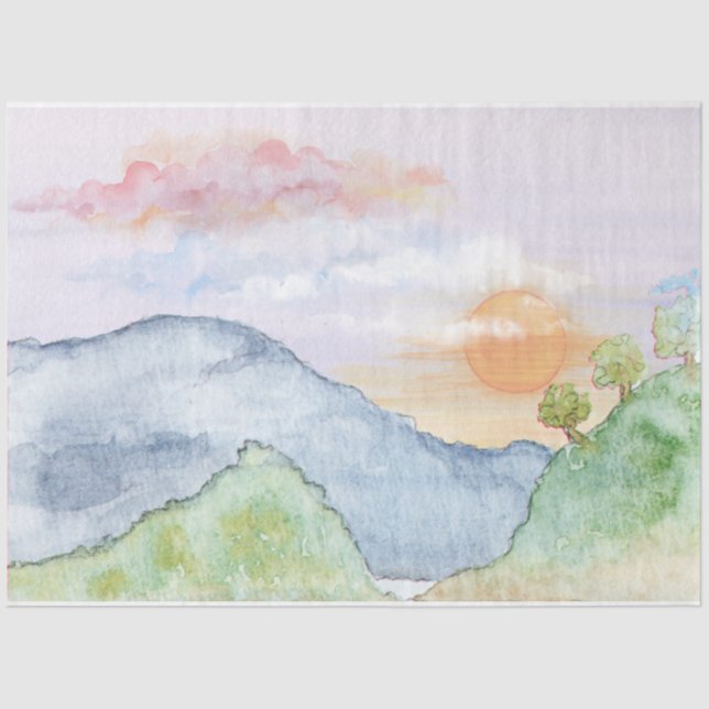 Watercolor Landscape 20X30 Decoupage Tissue Paper (Front)