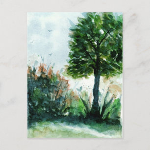 Watercolor Landscape Art Tree Nature Seasons Postcard