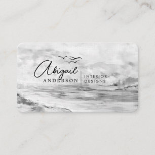 Watercolor Landscape Black Professional Signature Business Card