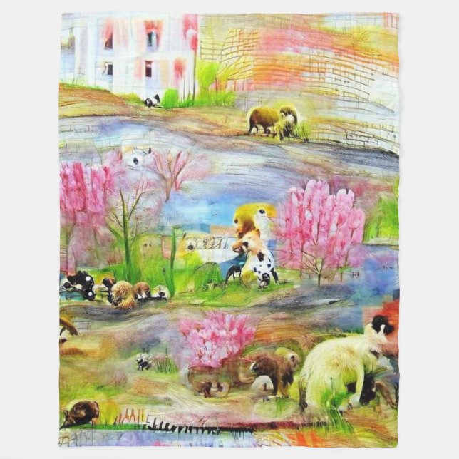 Watercolor Landscape  Fleece Blanket (Front)
