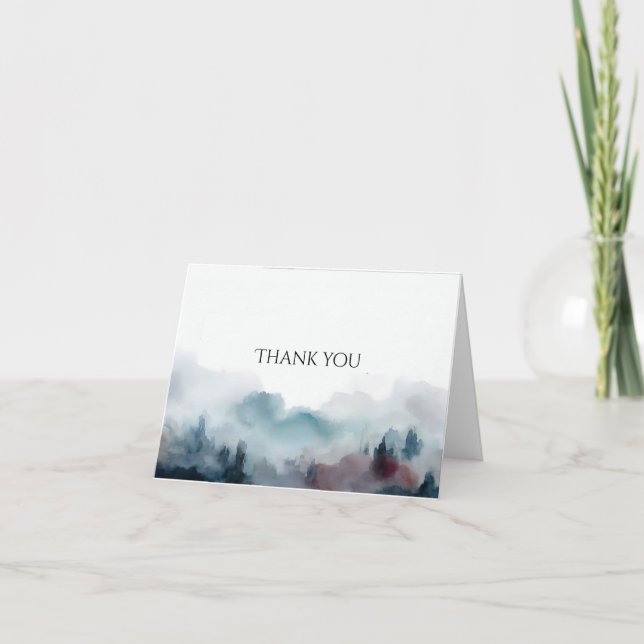 Watercolor landscape Funeral Thank you card (Front)