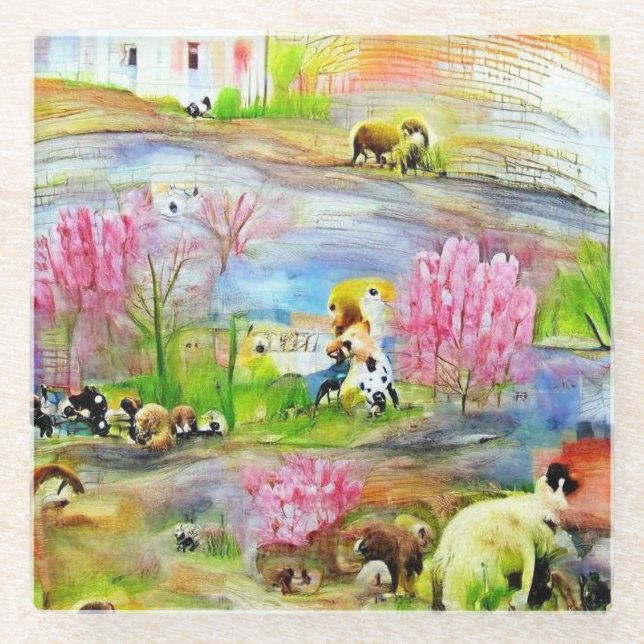 Watercolor Landscape  Glass Coaster (Front)
