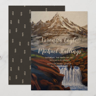 Watercolor Landscape Montana Wedding Invitation