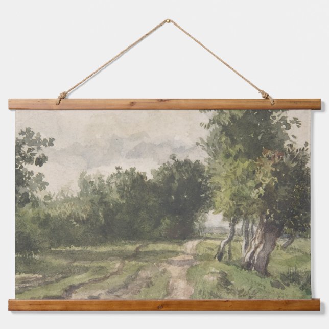 Watercolor Landscape of Path - Constant Troyon Hanging Tapestry (Front)
