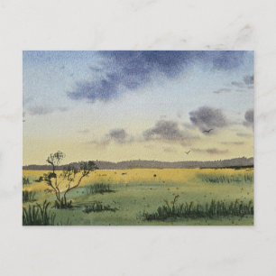 watercolor Landscape Painting Postcard