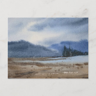 Watercolor Landscape Painting Postcard