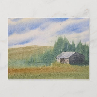 Watercolor Landscape Painting Postcard