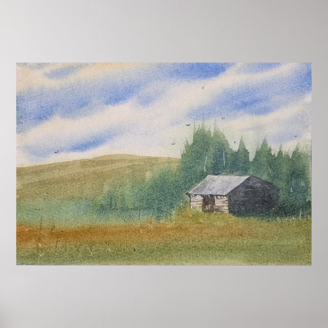 Watercolor Landscape Painting Poster (Front)