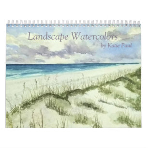 Watercolor landscape painting wall calendar