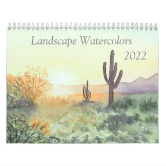Watercolor landscape painting wall calendar