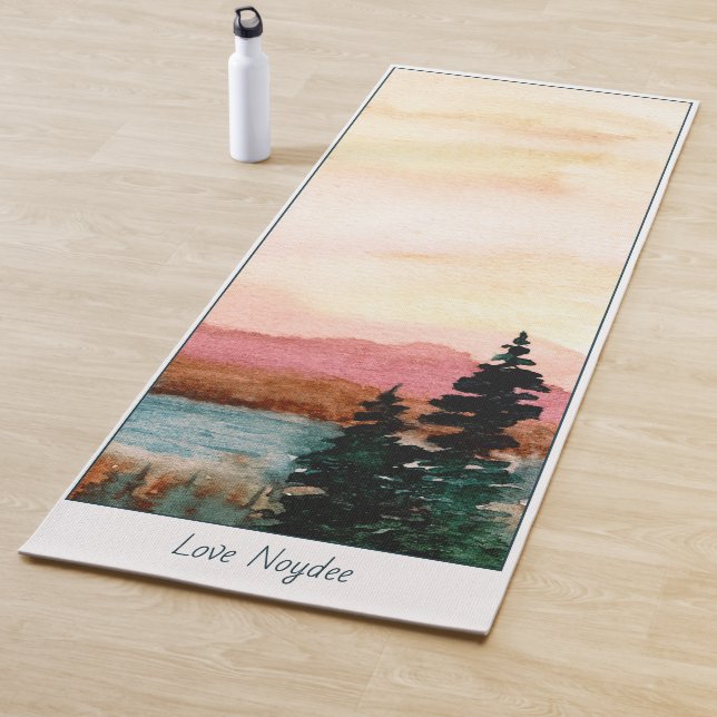 Watercolor Landscape Painting, Your Name Yoga Mat (In Situ)