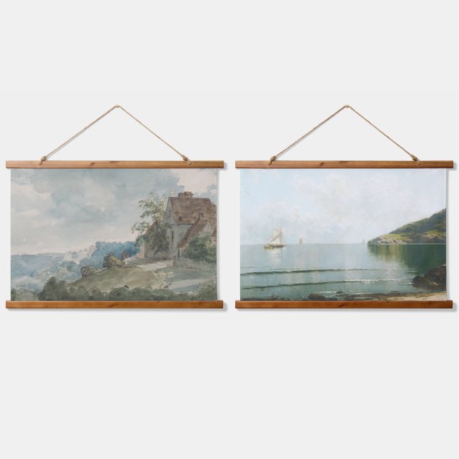 Watercolor Landscape Paintings Hanging Tapestry (Double)