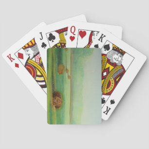 Watercolor landscape pasture meadow  playing cards