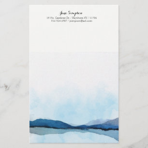 watercolor landscape personal stationary stationery
