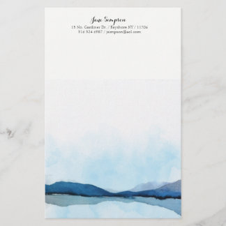 watercolor landscape personal stationary stationery