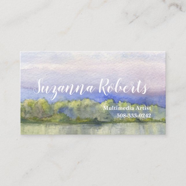 Watercolor Landscape QR Business Card (Front)