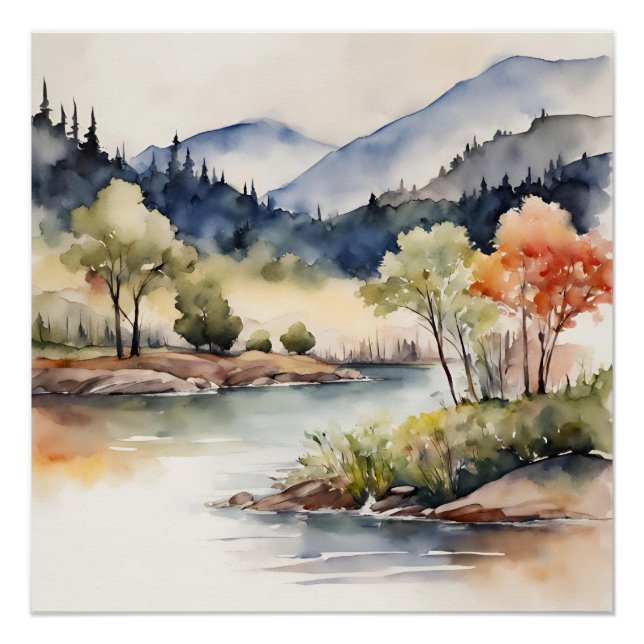 WATERCOLOR LANDSCAPE SCENERY POSTER (Front)
