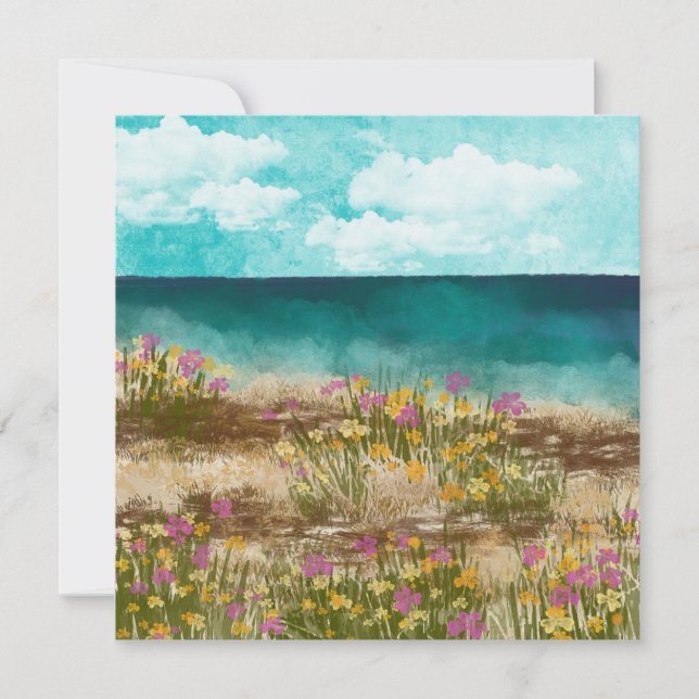 Watercolor Landscape Seaside Blank Card (Front)