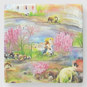 Watercolor Landscape  Stone Coaster