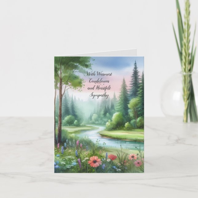 Watercolor Landscape Sympathy Thank You Card (Front)