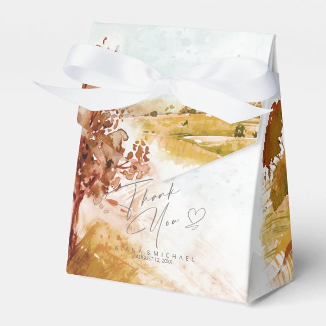 Watercolor Landscape Thank You Autumn Gold ID786 Favour Box (Front Side)